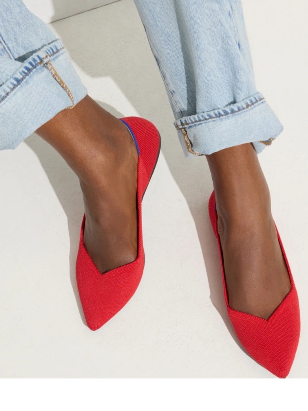 Rothy's Red Pointed-Toe Knit Flats